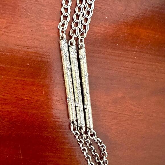 Chico’s Necklace 3 Strand Multi Silver Tone Link Long Southwest Western Vibes - Picture 2 of 9